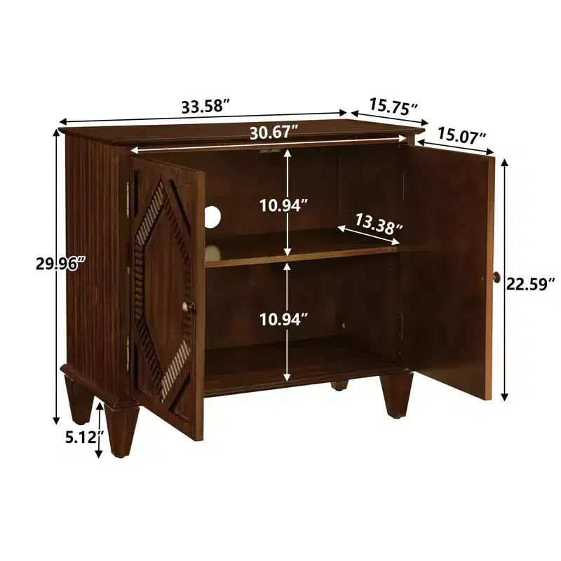 JVNOXK 33.6 Buffet bahut rétro en bois avec rangement, meuble de rangement d'appoint géométrique symétrique, console média