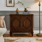 JVNOXK 33.6 Buffet bahut rétro en bois avec rangement, meuble de rangement d'appoint géométrique symétrique, console média