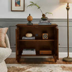 JVNOXK 33.6 Buffet bahut rétro en bois avec rangement, meuble de rangement d'appoint géométrique symétrique, console média