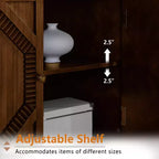 JVNOXK 33.6 Buffet bahut rétro en bois avec rangement, meuble de rangement d'appoint géométrique symétrique, console média