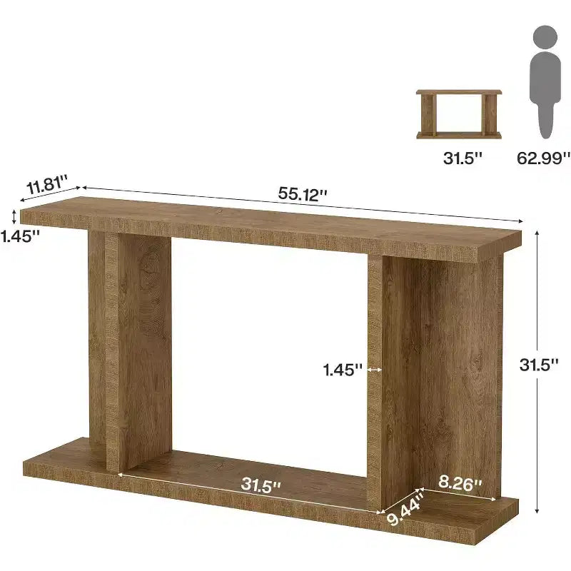 Table console longue Lantine 55, table de canapé étroite en bois à placer derrière le canapé, meuble d'entrée de style ferme pour salon, couloir