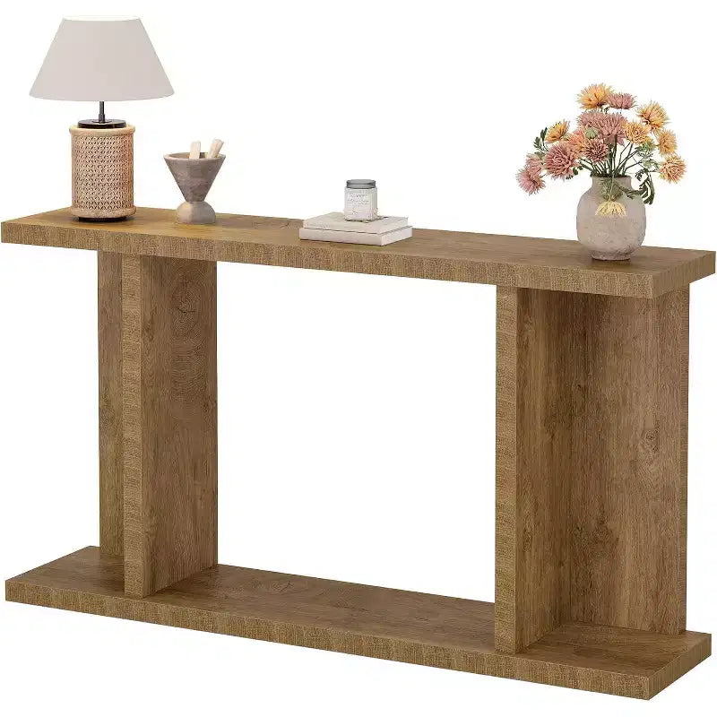 Table console longue Lantine 55, table de canapé étroite en bois à placer derrière le canapé, meuble d'entrée de style ferme pour salon, couloir