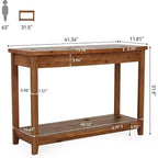 Console en bois massif Lantine, table d'entrée de ferme de 105 cm avec étagère de rangement pour salon, derrière le canapé, couloir et hall d'entrée (vintage)