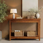 Console en bois massif Lantine, table d'entrée de ferme de 105 cm avec étagère de rangement pour salon, derrière le canapé, couloir et hall d'entrée (vintage)