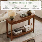 Console en bois massif Lantine, table d'entrée de ferme de 105 cm avec étagère de rangement pour salon, derrière le canapé, couloir et hall d'entrée (vintage)
