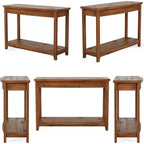 Console en bois massif Lantine, table d'entrée de ferme de 105 cm avec étagère de rangement pour salon, derrière le canapé, couloir et hall d'entrée (vintage)