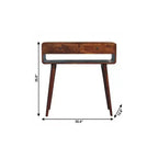 HomeRoots Table console en bois massif de châtaignier 35 avec étagère et deux tiroirs