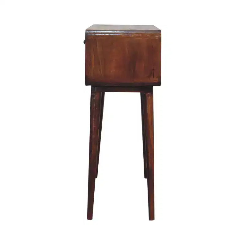 HomeRoots Table console en bois massif de châtaignier 35 avec étagère et deux tiroirs