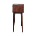 HomeRoots Table console en bois massif de châtaignier 35 avec étagère et deux tiroirs