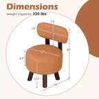 Costway Lot de 2 petits tabourets avec dossier et pieds en bois d'hévéa pour chambre à coucher Blanc/Noir/Noyer/Orange