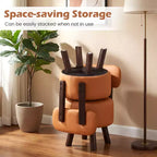 Costway Lot de 2 petits tabourets avec dossier et pieds en bois d'hévéa pour chambre à coucher Blanc/Noir/Noyer/Orange