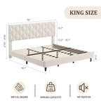 Cadre de lit Twin XL/King Size avec tête de lit réglable, lit plateforme rembourré avec support de lattes en bois robustes, aucun sommier tapissier requis