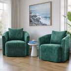 Fauteuil pivotant Bekrvio entièrement assemblé, fauteuil de salon en chenille avec oreiller, fauteuil simple confortable pour la lecture dans le salon