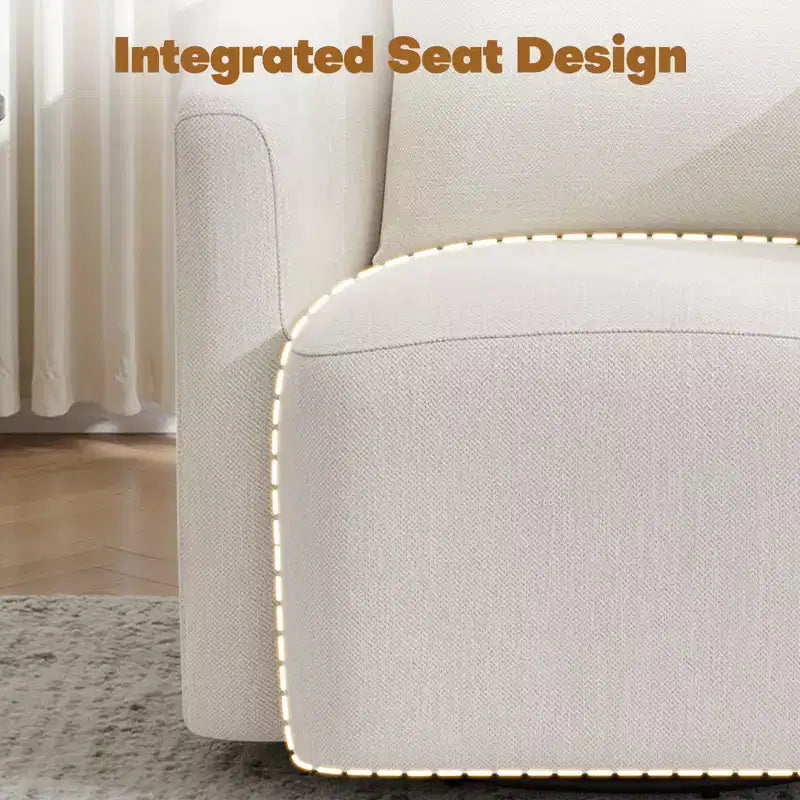 Fauteuil pivotant Bekrvio entièrement assemblé, fauteuil de salon en chenille avec oreiller, fauteuil simple confortable pour la lecture dans le salon
