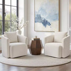 Fauteuil pivotant Bekrvio entièrement assemblé, fauteuil de salon en chenille avec oreiller, fauteuil simple confortable pour la lecture dans le salon
