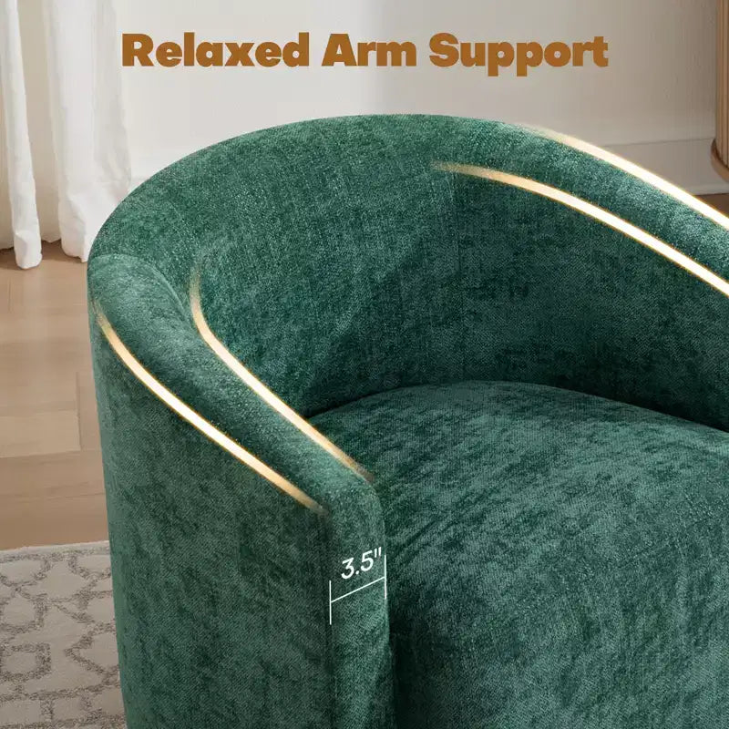 Fauteuil pivotant Bekrvio entièrement assemblé, fauteuil de salon en chenille avec oreiller, fauteuil simple confortable pour la lecture dans le salon
