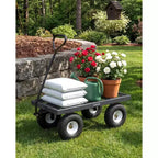 Chariot d'extérieur polyvalent, 400 livres (181 kg) robuste, 10 pneus pneumatiques tout-terrain, chariot de jardin manœuvrable avec panneaux grillagés amovibles pour le jardinage