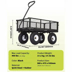 Chariot d'extérieur polyvalent, 400 livres (181 kg) robuste, 10 pneus pneumatiques tout-terrain, chariot de jardin manœuvrable avec panneaux grillagés amovibles pour le jardinage