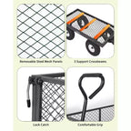 Chariot d'extérieur polyvalent, 400 livres (181 kg) robuste, 10 pneus pneumatiques tout-terrain, chariot de jardin manœuvrable avec panneaux grillagés amovibles pour le jardinage