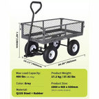 Chariot d'extérieur polyvalent, 400 livres (181 kg) robuste, 10 pneus pneumatiques tout-terrain, chariot de jardin manœuvrable avec panneaux grillagés amovibles pour le jardinage