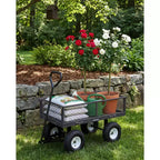Chariot d'extérieur polyvalent, 400 livres (181 kg) robuste, 10 pneus pneumatiques tout-terrain, chariot de jardin manœuvrable avec panneaux grillagés amovibles pour le jardinage