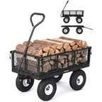 Chariot d'extérieur polyvalent, 400 livres (181 kg) robuste, 10 pneus pneumatiques tout-terrain, chariot de jardin manœuvrable avec panneaux grillagés amovibles pour le jardinage