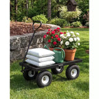 Chariot d'extérieur polyvalent, 400 livres (181 kg) robuste, 10 pneus pneumatiques tout-terrain, chariot de jardin manœuvrable avec panneaux grillagés amovibles pour le jardinage
