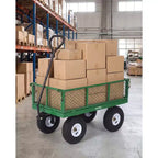 Chariot d'extérieur polyvalent, 400 livres (181 kg) robuste, 10 pneus pneumatiques tout-terrain, chariot de jardin manœuvrable avec panneaux grillagés amovibles pour le jardinage