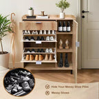 Meuble à chaussures pour entrée avec 3 tiroirs, meuble à chaussures étroit en bois, organisateur de chaussures autoportant pour foyer, couloir