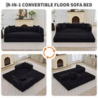 78.7 Canapé-lit futon 4-en-1 sans accoudoirs en velours côtelé, causeuse pliante avec oreillers (aucun assemblage requis)
