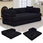 78.7 Canapé-lit futon 4-en-1 sans accoudoirs en velours côtelé, causeuse pliante avec oreillers (aucun assemblage requis)