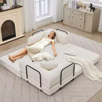 78.7 Canapé-lit futon 4-en-1 sans accoudoirs en velours côtelé, causeuse pliante avec oreillers (aucun assemblage requis)