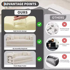 78.7 Canapé-lit futon 4-en-1 sans accoudoirs en velours côtelé, causeuse pliante avec oreillers (aucun assemblage requis)