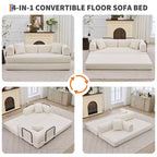 78.7 Canapé-lit futon 4-en-1 sans accoudoirs en velours côtelé, causeuse pliante avec oreillers (aucun assemblage requis)