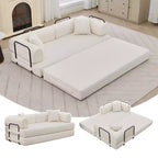 78.7 Canapé-lit futon 4-en-1 sans accoudoirs en velours côtelé, causeuse pliante avec oreillers (aucun assemblage requis)