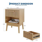 Lot de 2 tables de chevet bohèmes avec tiroir rayé et étagère ouverte, tables d'appoint compactes en bois, petites tables d'appoint pour chambre et salon