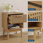 Lot de 2 tables de chevet bohèmes avec tiroir rayé et étagère ouverte, tables d'appoint compactes en bois, petites tables d'appoint pour chambre et salon