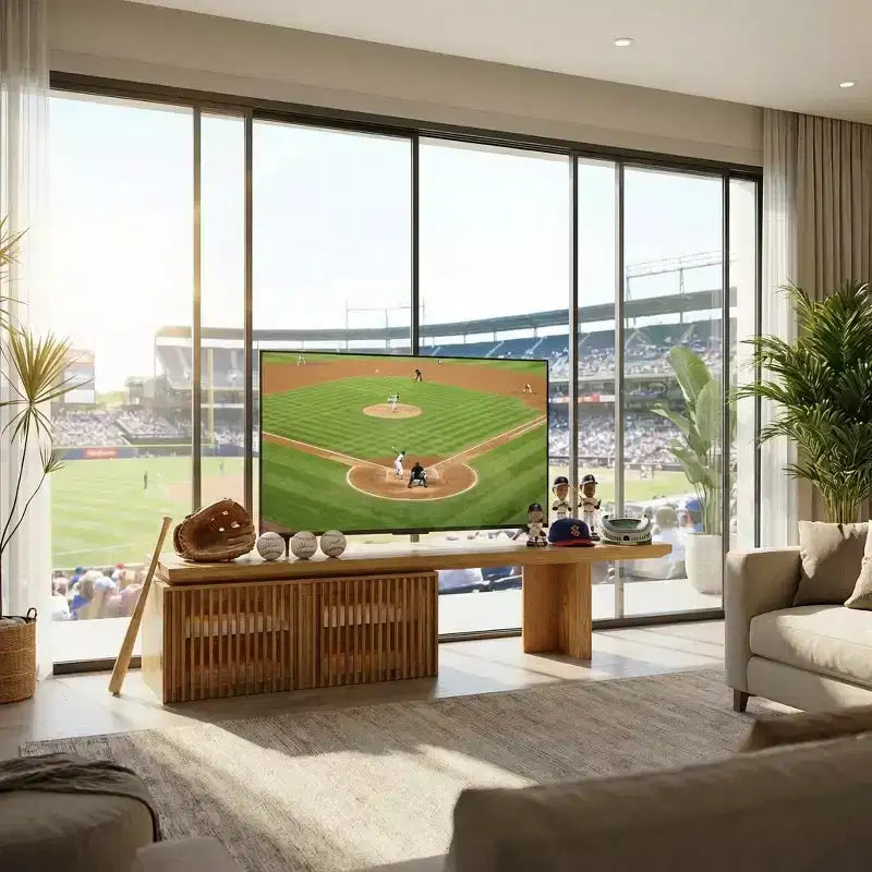 JVNOXK Meuble TV extensible (78,7-110), meuble TV moderne avec rangement pour téléviseurs de 55 pouces et plus, naturel