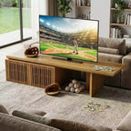 JVNOXK Meuble TV extensible (78,7-110), meuble TV moderne avec rangement pour téléviseurs de 55 pouces et plus, naturel