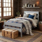 Cadre de lit plateforme double VECELO avec tête de lit à lattes horizontales, pas besoin de sommier tapissier, lit en bois pour chambre d'enfant