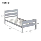 Cadre de lit plateforme double VECELO avec tête de lit à lattes horizontales, pas besoin de sommier tapissier, lit en bois pour chambre d'enfant