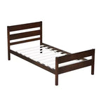 Cadre de lit plateforme double VECELO avec tête de lit à lattes horizontales, pas besoin de sommier tapissier, lit en bois pour chambre d'enfant