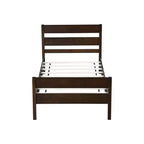 Cadre de lit plateforme double VECELO avec tête de lit à lattes horizontales, pas besoin de sommier tapissier, lit en bois pour chambre d'enfant