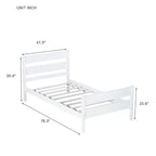Cadre de lit plateforme double VECELO avec tête de lit à lattes horizontales, pas besoin de sommier tapissier, lit en bois pour chambre d'enfant