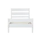 Cadre de lit plateforme double VECELO avec tête de lit à lattes horizontales, pas besoin de sommier tapissier, lit en bois pour chambre d'enfant