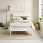 Cadre de lit plateforme double VECELO avec tête de lit à lattes horizontales, pas besoin de sommier tapissier, lit en bois pour chambre d'enfant