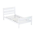 Cadre de lit plateforme double VECELO avec tête de lit à lattes horizontales, pas besoin de sommier tapissier, lit en bois pour chambre d'enfant