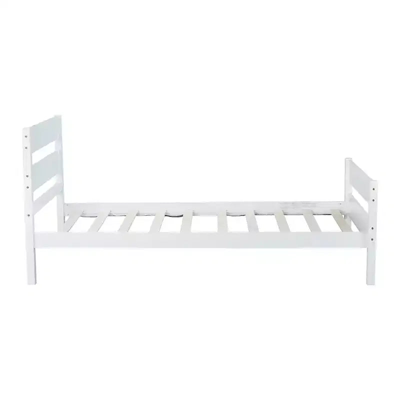 Cadre de lit plateforme double VECELO avec tête de lit à lattes horizontales, pas besoin de sommier tapissier, lit en bois pour chambre d'enfant