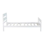 Cadre de lit plateforme double VECELO avec tête de lit à lattes horizontales, pas besoin de sommier tapissier, lit en bois pour chambre d'enfant