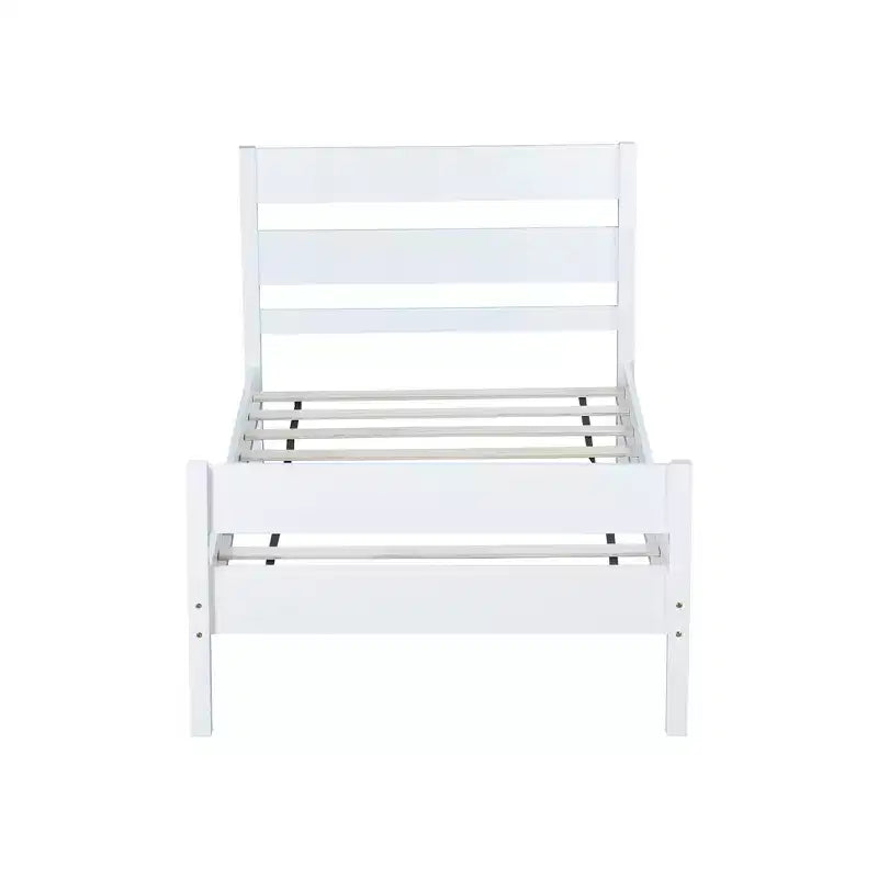Cadre de lit plateforme double VECELO avec tête de lit à lattes horizontales, pas besoin de sommier tapissier, lit en bois pour chambre d'enfant